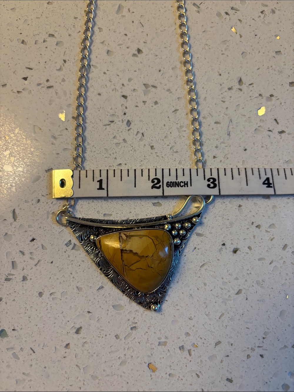 Sterling Silver Brecciated Mookaite Gemstone Statement Necklace - Picture 6 of 8